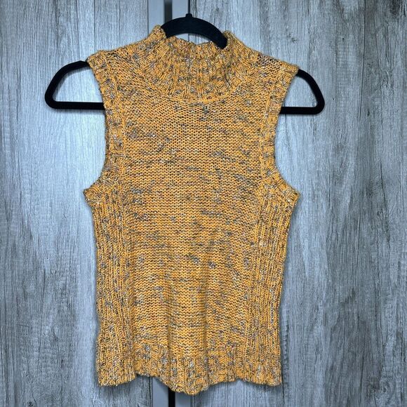 Anthropologie Knit Sweater Vest Mock Neck Yellow Multicolor Size XS - Picture 1 of 7